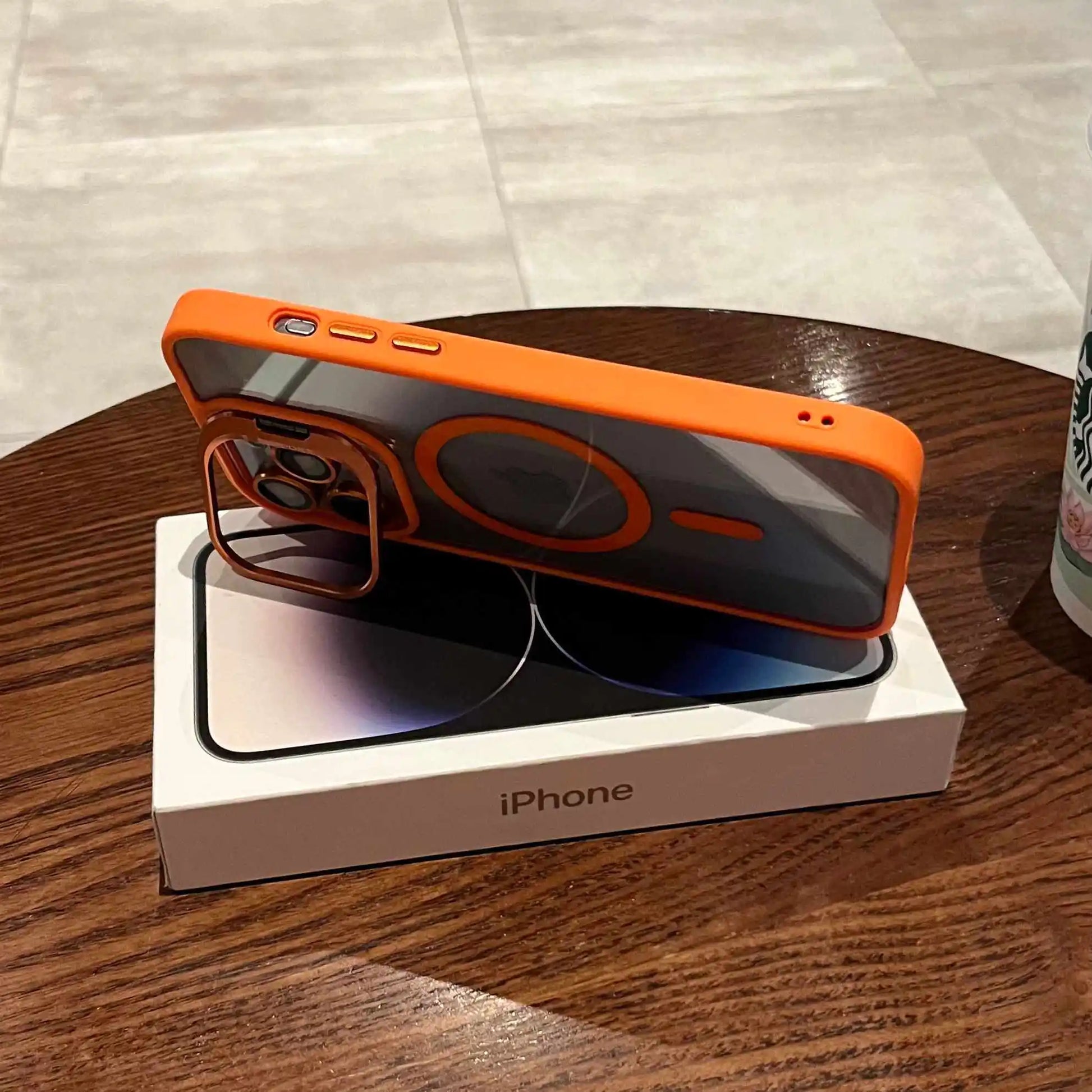 Luxury Magnetic Stand Glass Lens Protection Phone Case for Iphone 17 16 15 14 12 11 Pro Max plus Magsafe Shockproof Cover