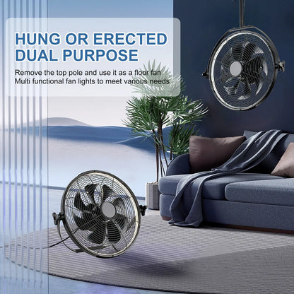 AHAWILL Gazebo Fans Outdoor Hanging Ceiling Fans with Lights,16" Portable Plug in Ceiling Fan,Multi-Angle Adjustable Floor Fans for Patios