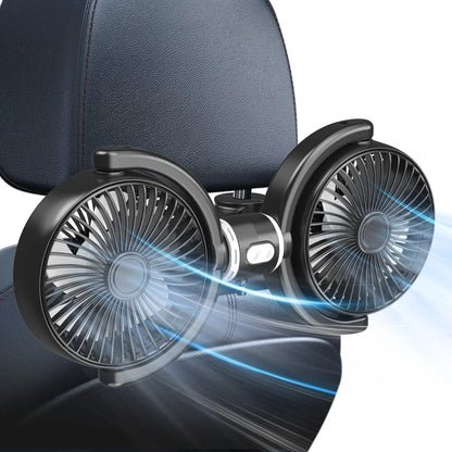 Dual-Head USB Car Fan for Rear Seats