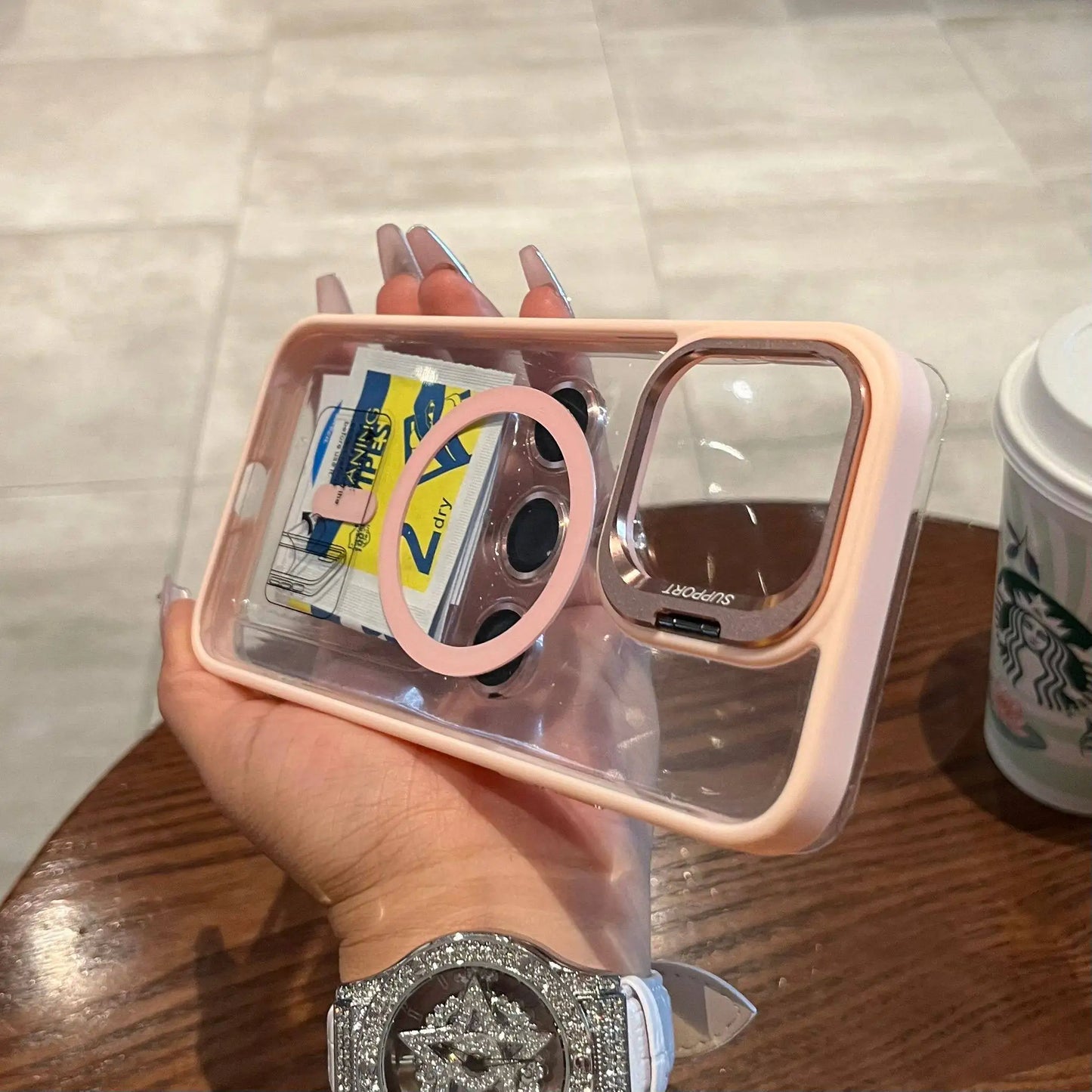 Luxury Magnetic Stand Glass Lens Protection Phone Case for Iphone 17 16 15 14 12 11 Pro Max plus Magsafe Shockproof Cover