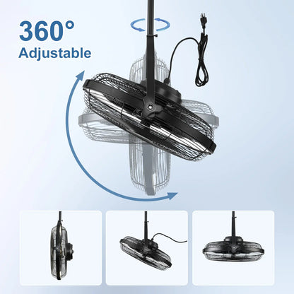 AHAWILL Gazebo Fans Outdoor Hanging Ceiling Fans with Lights,16" Portable Plug in Ceiling Fan,Multi-Angle Adjustable Floor Fans for Patios